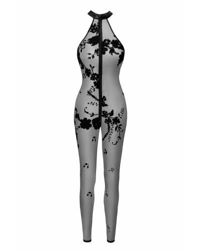 Бодістокінг Noir Handmade F315 Ego flocked mesh halter catsuit - L - Фото №5