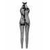 Бодістокінг Noir Handmade F315 Ego flocked mesh halter catsuit - L - Фото №5