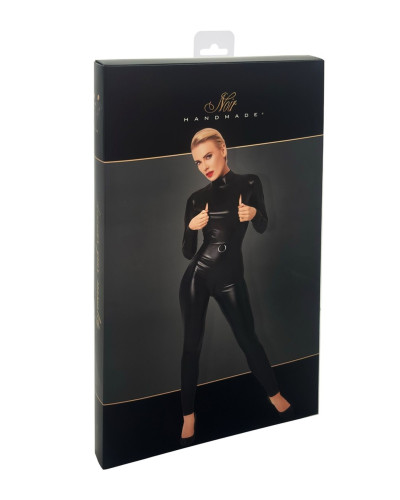 Комбінезон Noir Handmade F319 Caged wetlook catsuit with zippers and ring - S - Фото №7