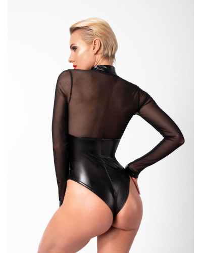 Боди Noir Handmade F321 Edge wetlook and mesh body with rings - XL - Фото №4