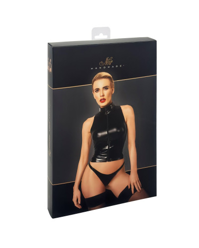 Топ Noir Handmade F324 Glam wetlook top with vinyl corset - XL - Фото №7