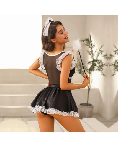 Эротический костюм горничной JSY «Сияющая Агата» One Size, боди, юбка, обруч, метелка - Фото №5
