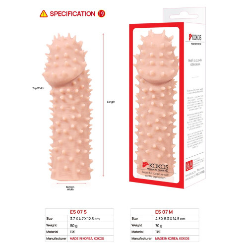 Насадка на член Kokos Extreme Sleeve ES.07 размер M, утолщающая, стимуляция точки G