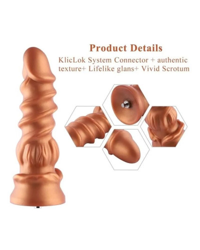 Силиконовый дилдо Hismith Spiral Grain Silicone Dildo Monster Series - Фото №3