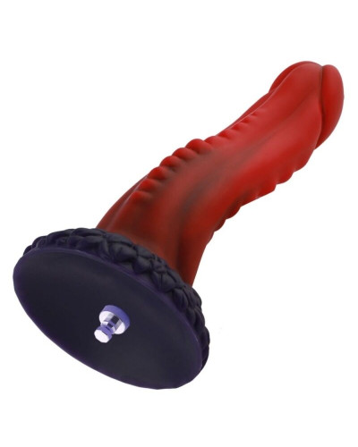 Силіконовий дилдо Hismith 8.35" Curved Silicone Dildo Red Monster Series - Фото №1
