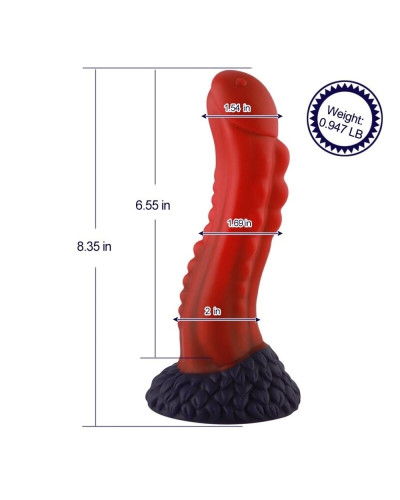Силіконовий дилдо Hismith 8.35" Curved Silicone Dildo Red Monster Series - Фото №2