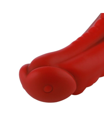 Силіконовий дилдо Hismith 8.35" Curved Silicone Dildo Red Monster Series - Фото №4