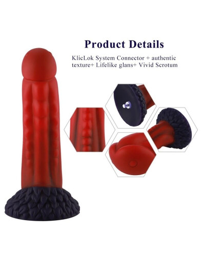 Силіконовий дилдо Hismith 8.35" Curved Silicone Dildo Red Monster Series - Фото №5