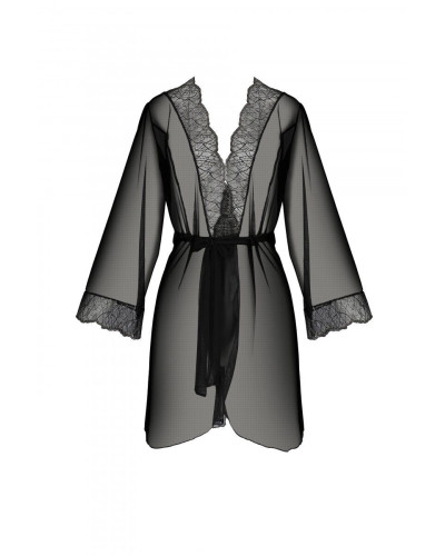 Пеньюар Passion AMBERLY PEIGNOIR black, XXL/XXXL, пояс в комплекте - Фото №3