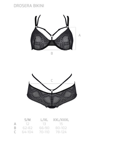 Комплект Passion DROSERA BIKINI black, S/M, бюстгальтер и трусики-кюлоты - Фото №5