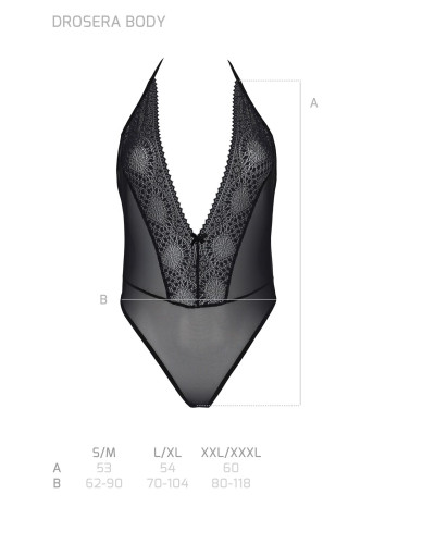 Боди Passion DROSERA BODY black, S/M, высокие вырезы, верх на завязках - Фото №5