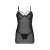 Пеньюар Passion DROSERA CHEMISE black, L/XL, кружевной лиф со стрепами, трусики в комплекте - Фото №3