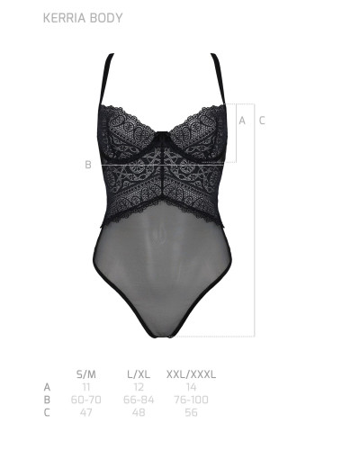 Боді Passion KERRIA BODY black, S/M, з високими вирізами та верхом балконет - Фото №5