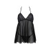 Пеньюар Passion KERRIA CHEMISE black, L/XL, мереживний верх, трусики в комплекті - Фото №3