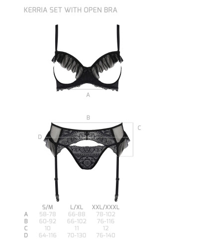 Комплект Passion KERRIA SET WITH OPEN BRA black S/M - ECO Passion - Фото №5