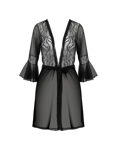 Пеньюар Passion LEAFA PEIGNOIR black S/M - ECO Passion - Фото №3