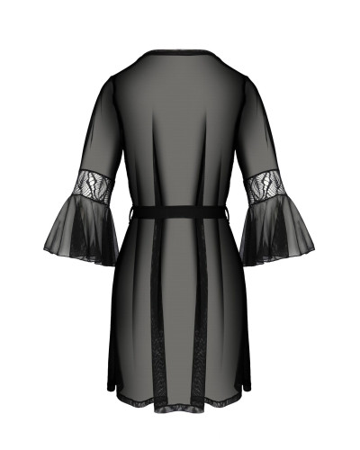 Пеньюар Passion LEAFA PEIGNOIR black S/M - ECO Passion - Фото №4