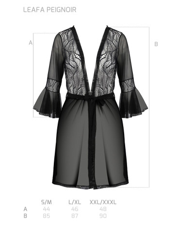 Пеньюар Passion LEAFA PEIGNOIR black S/M - ECO Passion - Фото №5