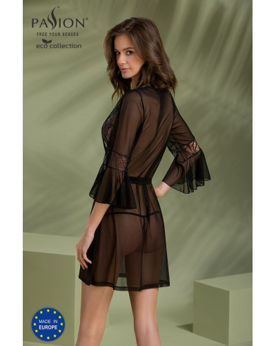 Пеньюар Passion LEAFA PEIGNOIR black S/M - ECO Passion - Фото №7