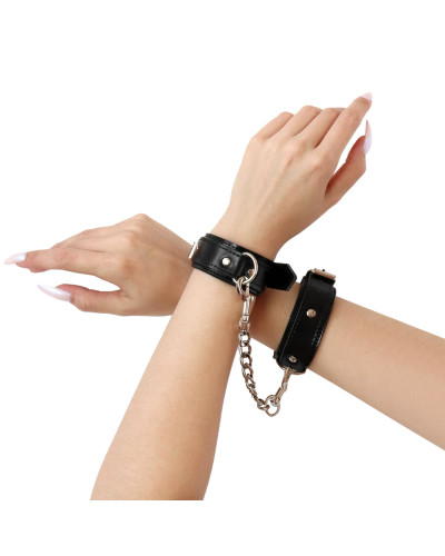 Наручники із екошкіри Art of Sex - Handcuffs Emoji, колір чорний - Фото №1