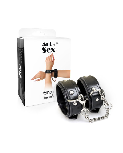 Наручники із екошкіри Art of Sex - Handcuffs Emoji, колір чорний - Фото №4