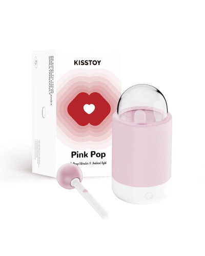 Вібратор-цукерка на паличці KISSTOY Pink Pop, зарядний кейс-нічник, 10 режимів вібрації - Фото №4