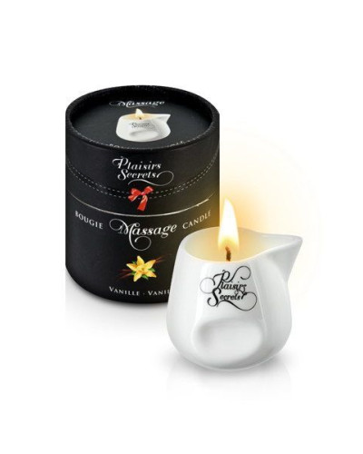 Масажна свічка Plaisirs Secrets Vanilla (80 мл) подарункове паковання, керамічний посуд - Фото №1