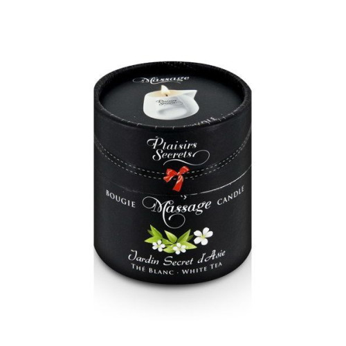 Масажна свічка Plaisirs Secrets White Tea (80 мл) подарункова упаковка, керамічний посуд