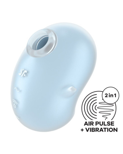Вакуумний кліторальний стимулятор з вібрацією Satisfyer Cutie Ghost Blue - Фото №1