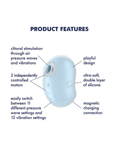 Вакуумний кліторальний стимулятор з вібрацією Satisfyer Cutie Ghost Blue - Фото №3
