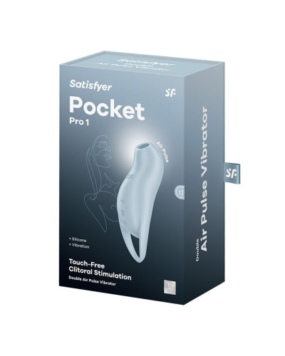 Вакуумний кліторальний стимулятор з вібрацією Satisfyer Pocket Pro 1 Blue - Фото №5