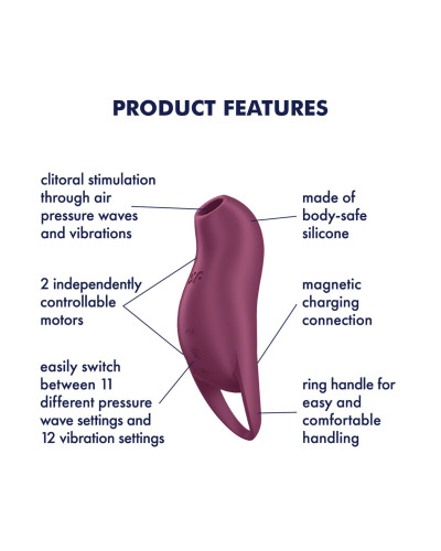 Вакуумный клиторальный стимулятор с вибрацией Satisfyer Pocket Pro 1 Purple - Фото №3