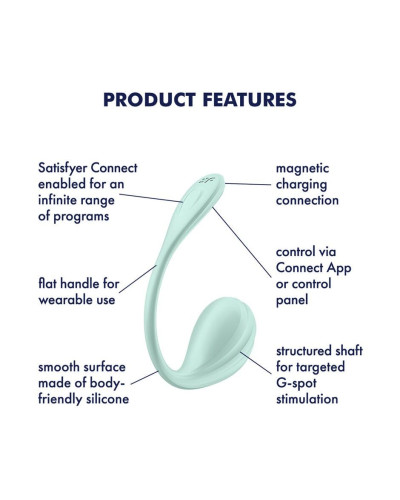 Смарт-виброяйцо Satisfyer Smooth Petal Connect App Mint - Фото №7