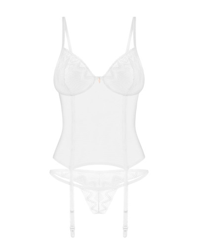 Корсет Obsessive Alissium corset & thong, XL/2XL, гнучкі кісточки, відкрита спина, стрінги в комплек - Фото №6