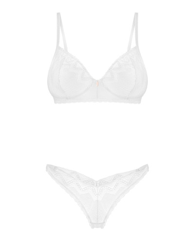 Комплект Obsessive Alissium 2-pcs set, M/L, кружево, лиф с мягкой чашкой, трусики танга - Фото №6