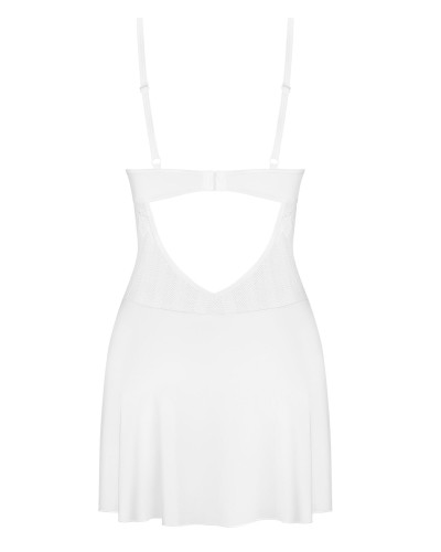 Пеньюар Obsessive Alissium chemise & thong, XL/2XL, кружевной лиф, стринги в комплекте - Фото №5