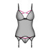 Корсет Obsessive Novenes corset & thong, M/L, прозорий, відкрита спина, стрінги в комплекті - Фото №4