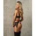 Комплект Obsessive Novenes 3-pcs set, XS/S, прозорий ліф на кісточках, стрінги, пояс - Фото №2