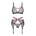 Комплект Obsessive Novenes 3-pcs set, M/L, прозрачный лиф на косточках, стринги, пояс - Фото №4