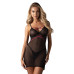 Пеньюар Obsessive Novenes chemise & thong, M/L, облегающий, прозрачный, со стрепами, стринги в компл - Фото №1