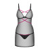 Пеньюар Obsessive Novenes chemise & thong, M/L, облегающий, прозрачный, со стрепами, стринги в компл - Фото №4