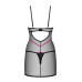 Пеньюар Obsessive Novenes chemise & thong, M/L, облегающий, прозрачный, со стрепами, стринги в компл - Фото №5