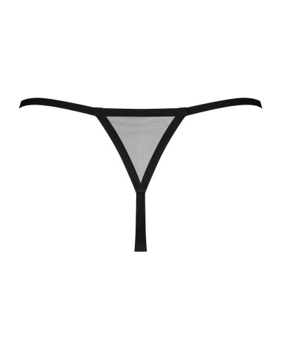 Трусики-стринги Obsessive Novenes crotchless thong, M/L, сетка, стрепы, украшение со стразами, откры - Фото №4