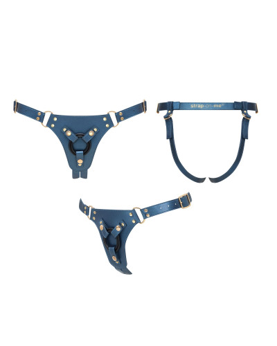 Трусики для страпона Strap-On-Me Leatherette Harness Generous - One Size - Blue - Фото №4