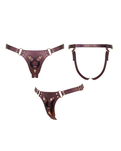 Трусики для страпона Strap-On-Me Leatherette Harness Generous - One Size - Aubergine - Фото №4