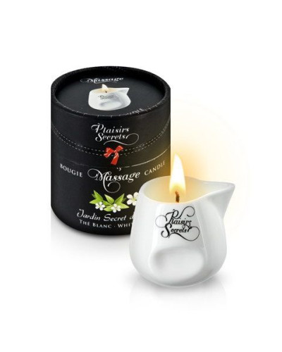 Масажна свічка Plaisirs Secrets White Tea (80 мл) подарункова упаковка, керамічний посуд - Фото №1