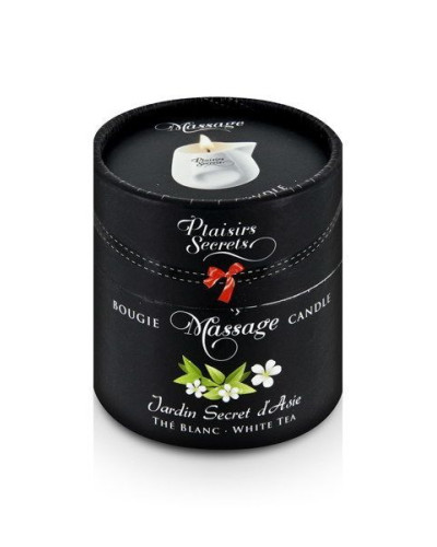 Масажна свічка Plaisirs Secrets White Tea (80 мл) подарункова упаковка, керамічний посуд - Фото №3