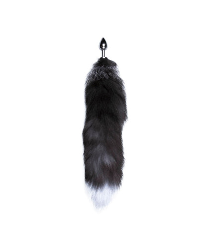 Металева анальна пробка Лисячий хвіст Alive Black And White Fox Tail S (м'ята упаковка!!!) - Фото №3