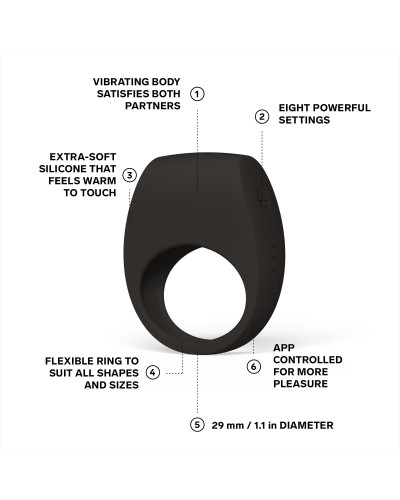 Эрекционное кольцо с вибрацией LELO Tor 3 Black, управление со смартфона - Фото №2