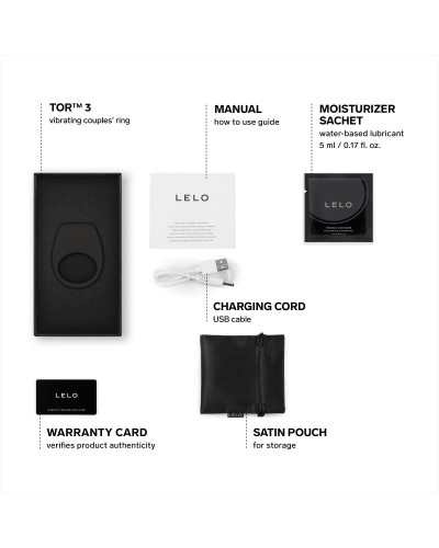 Эрекционное кольцо с вибрацией LELO Tor 3 Black, управление со смартфона - Фото №4